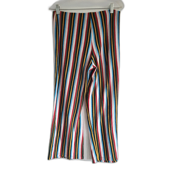 Urban Outfitters Retro Striped Crop Flare Wide Leg Stretch Pants MEDIUM Rainbow - Picture 7 of 9